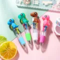 Mini 4-color ballpoint pen cute dinosaur press pen for students school stationery gift Set A - Bubble Dragon / 0.5mm Bullet Tip