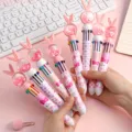 Cute multi-color ballpoint pen with rabbit ear and liquid glitter top for student gifts. - Long-Eared Rabbit 10-Color Pens