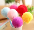Cute fluffy pom pom ballpoint pen set, colorful creative plush student stationery gift. - Plush Ball Ballpoint Pen