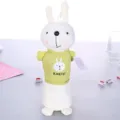 Cute rabbit plush pencil case with green shirt cartoon design for kids students stationery. - Light Green