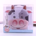 Süßes Cartoon-Kuh-Sparschwein für Kinder, kreative Blech-Münzspardose mit sicherem Schloss. - Weiß