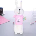 Cute rabbit plush pencil case creative Korean stationery mini cartoon school supplies box - Pink