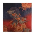 Vintage Chinese style silk square scarf with phoenix and peony print for women elegant neckwear - Phoenix Rebirth / 105*105cm