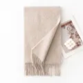 Sciarpa in maglia di lana tinta unita da donna invernale, scialle con frange calde - Albicocca a Motivo Scuro
