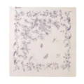 Women's 100% cashmere square scarf retro botanical print shawl spring summer elegant neckerchief - FHY25-7109-1 Milk White