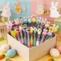 Cute cartoon mini four color ballpoint pen set, adorable student gift multi color stationery pens. - Bunny 4 Colors