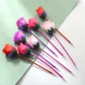 Detail view of colorful artificial rose ballpoint pens, cute floral gift writing pens. - Mixed Color Rose Pen (1 Pc Random)