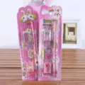 Bonito juego de papetería rosa con lápices y regla ideal para regalo de cumpleaños infantil. - Juego de 5 piezas conejo rosa / Rosa
