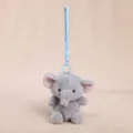 Simpatico portachiavi in peluche di elefante grigio con cinturino blu, morbido ciondolo. - Peluche elefante con cordino (senza profumo e senza etichetta) - circa 13cm/66g