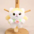 Cute flower angel cat plush toy keychain, fluffy animal pendant bag charm for sweet gifts. - Flower Angel Cat Pendant Yellow
