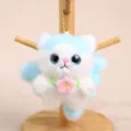 Cute blue white plush cat keychain fluffy animal doll pendant lovely bag charm soft toy gift - Flower Angel Cat Pendant Blue