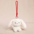Carino portachiavi con coniglietto di peluche bianco e cordino rosso, bambola animale soffice. - Peluche coniglio con cordino (senza profumo e senza etichetta) - circa 13cm/66g