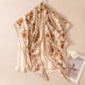Vintage Blumenmuster Seide Wolle Schal Damen elegante leichte Stola Tuch als Geschenk - Doppelseitig Orange Blau Blumen
