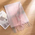 Pink grey plaid wool winter scarf warm cozy tassel fringe soft fashion accessory variant - Light Pink Gray Plaid