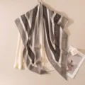Luxury silk wool triangular scarf for women, elegant striped winter warm shawl and stylish neckerchief. - Double-Sided Black Blue Wave Pattern
