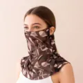Mascherina parasole marrone con stampa astratta da donna foulard sciarpa collo SKU - Spazio Caffè