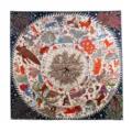 Luxury 100% silk square scarf for women, elegant mythological animal print design. - Colorful Animal World