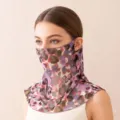 Donna estate protezione solare maschera facciale sciarpa stampa leopardata astratta - Rosa Viola Nebbiosa
