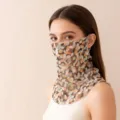 Mascherina parasole estiva scaldacollo traspirante con stampa velo elegante per donna. - Giada Dorata Calda