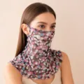 Maschera viso parasole in rete da donna, versatile foulard copricollo a pois traspirante. - Ghiaccio Viola