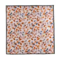 Silk square scarf for women, elegant autumn leaf print neckerchief, stylish fashion accessory. - Orange Blue Edge Leaves