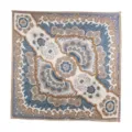 Silk square scarf blue white paisley luxury style elegant neck wrap shawl accessory - Blue Patterned