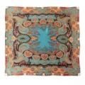 Luxury silk square scarf for women, elegant paisley baroque print for versatile styling. - Lake Blue