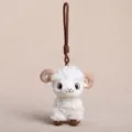 Cute curly ram plush toy pendant, soft stuffed sheep keychain ornament for bags and gifts. - Curly Lamb-Smile / 13cm