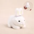 Cute white plush rabbit toy with movable ears mechanism, soft material, perfect birthday gift for kids. - Approx 14cm / Pull-String Moving Ear Rabbit Pendant - White