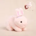 Pink plush bunny toy with moving ears, cute stuffed animal pendant and sweet gift for kids. - Approx 14cm / Pull-String Moving Ear Rabbit Pendant - Pink