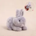 Cute grey plush bunny pendant with pull string moving ears soft toy gift for kids girls. - Approx 14cm / Pull-String Moving Ear Rabbit Pendant - Grey