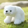 Simpatico peluche orso polare di simulazione variante bambola animale morbido regalo - Orso polare sdraiato realistico - Bianco / 20cm