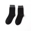 Calze a tubo medio spesse in misto lana felpata per uomo e donna, invernali calde nere. - Taglia unica / Nero Con Bordo Grigio Scuro