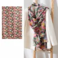 Mulberry silk scarf vintage floral long neck scarf soft lightweight floral shawl wrap for women - FHZ25-9692-1 Small Daisies on Pink Base