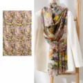 Mulberry silk retro floral long scarf for women, soft elegant lightweight shawl for daily wear - FHZ25-9691-1 Yellow Graffiti Flowers