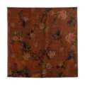 Mulberry silk square scarf, retro Chinese style floral print elegant women shawl wrap. - Magnolia Branch