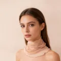 Solid color silk mesh neck gaiter summer thin mulberry silk versatile scarf for women - Khaki