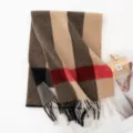 Classic plaid winter scarf for men and women, cozy thick cashmere feel warm neck wrap fashion. - Camel Broad Check