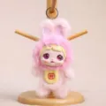 Cute pink fluffy bunny plush doll keychain bag pendant cute designer toy variant style - Vinyl Fruit Doll Pendant / Pink