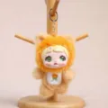 Cute fluffy plush doll keychain, funny orange bear design bag pendant, trendy kawaii toy. - Vinyl Fruit Doll Pendant / Orange