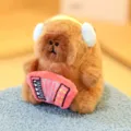 Cute musical capybara plush toy cute animal doll hugging accordion with headphones pendant - Plush Toy Holding Accordion - Long Mink Fur
