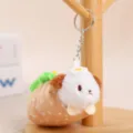 Cute puppy plush keychain, fried egg hotdog design soft bag charm, kawaii gift pendant. - Fried Egg Hot Dog / 11cm / Brown