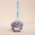 Grey puppy plush keychain, cute stuffed animal bag pendant and soft toy charm accessory. - Dog Pendant / Gray