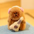 Cute musical capybara plush pendant holding a guitar, soft stuffed animal toy bag charm. - Musical Plush Toy Holding Guitar - Long Mink Fur