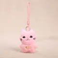 Pink plush cat keychain pendant, cute embroidered kitty bag ornament for daily accessories - Kitten Pendant / Pink