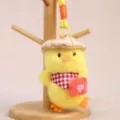 Cute little yellow duck plush toy pendant lovely bag charm keychain plushie doll - Approx. 13cm / Lotus Leaf Duck - Brown Leaf