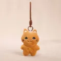 Orange cat plush pendant keychain, cute embroidered bag charm ornament fluffy toy gift - Kitten Pendant / Brown