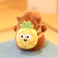Cute capybara plush toy keychain featuring a small pineapple bag design, soft and fluffy pendant. - About 12cm / Double-Layer Pineapple Backpack Plush Toy