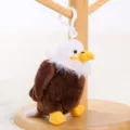 Cute bald eagle plush toy pendant with plastic hook, soft stuffed animal keychain bag charm. - Bald Eagle / 11cm / Brown