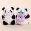 Süßer Panda Plüschtier Schlüsselanhänger weiche gefüllte Puppe Rucksack Anhänger Geschenk - Panda-Familie - Abergine tragendes Plüschtier